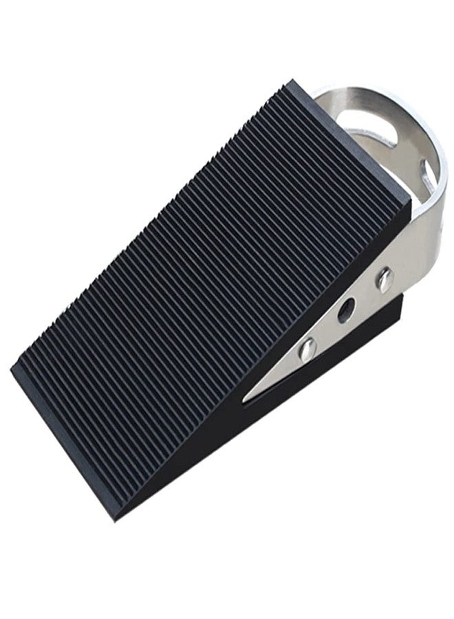 BTL Door Stopper Rubber Block Wedge for Home Non Slip Heavy Duty with Stainless Steel 304 Holder to Hang for All Floor Types BDF-DS-4 - Image 1